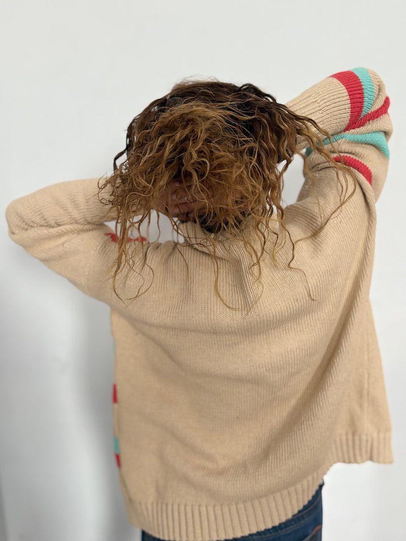 Elafonisi Cardigan - Tricolor Stripes.