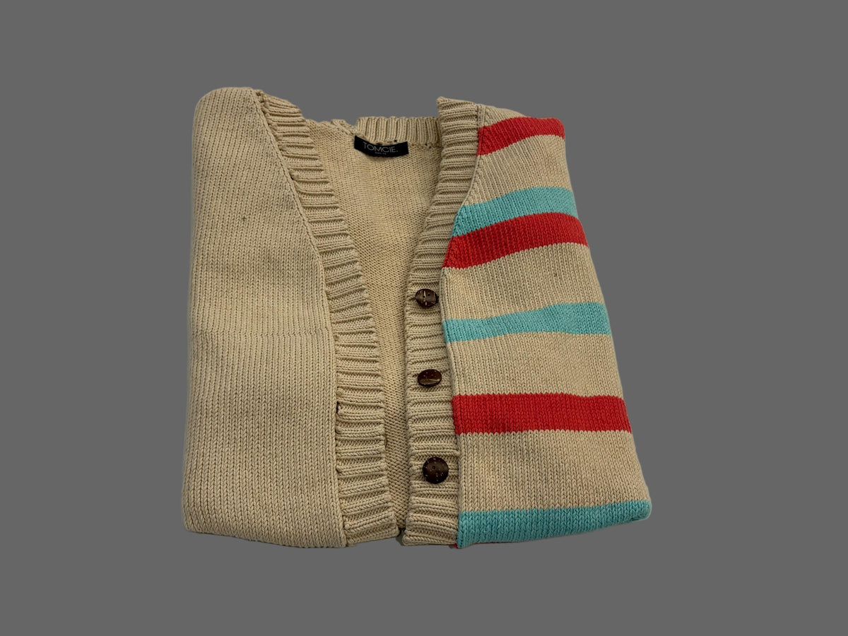 Elafonisi Cardigan - Tricolor Stripes.